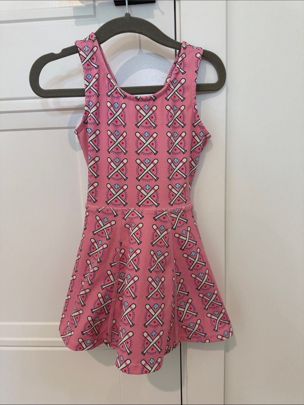 Girls' Pink baseball-Print Skort Dress